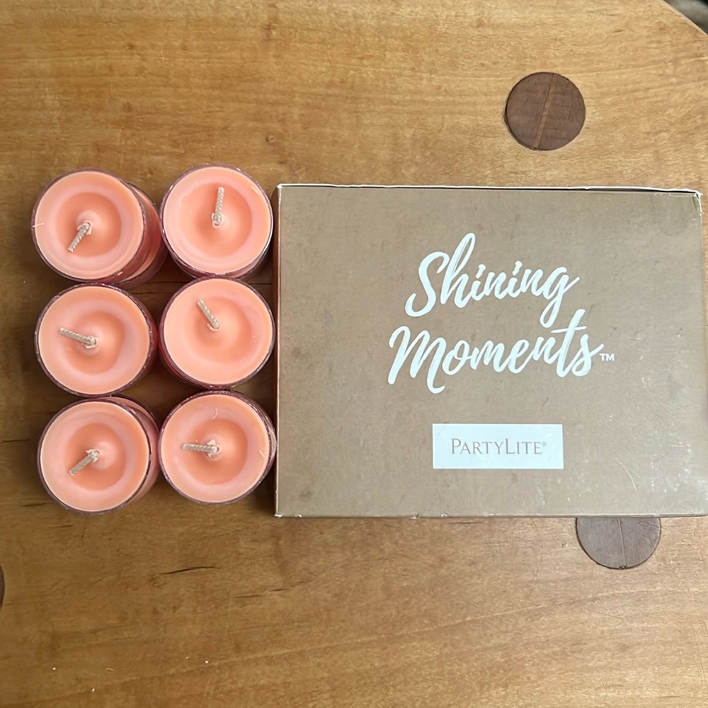 12 PartyLite tea light candles, peach honey citronella scented